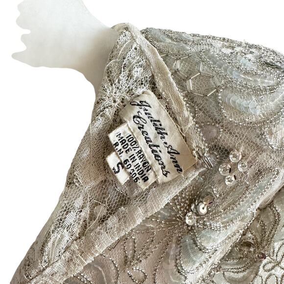 Vintage 1980’s Judith Ann Creations Beaded Gown Small Green - Picture 12 of 14